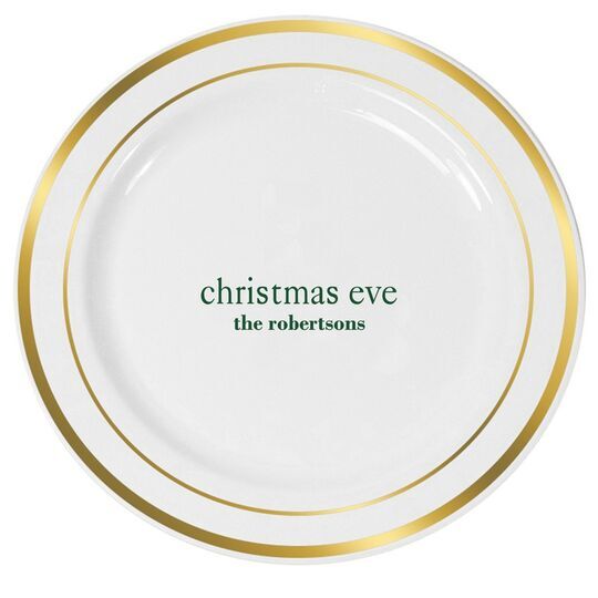 Big Word Christmas Eve Premium Banded Plastic Plates